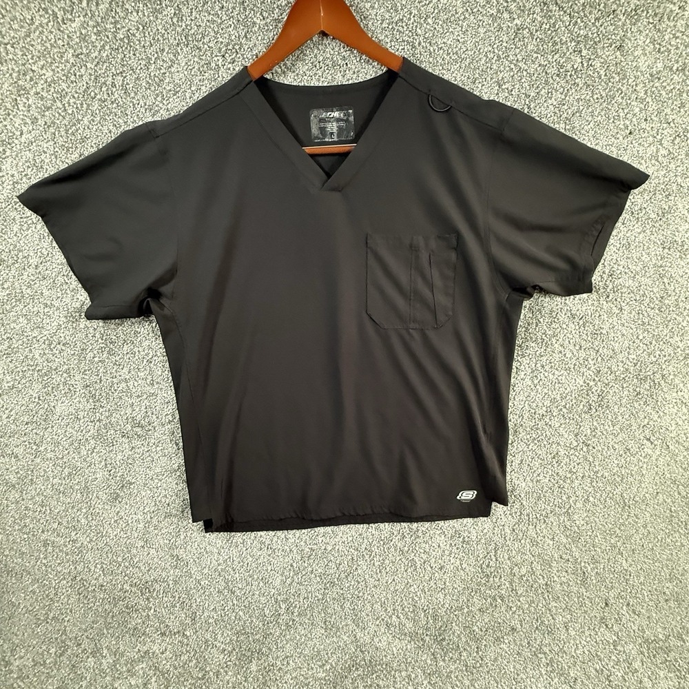 Skechers By Barco Scrub Top Large Black V Neck Medical‎ Uniform SK0112